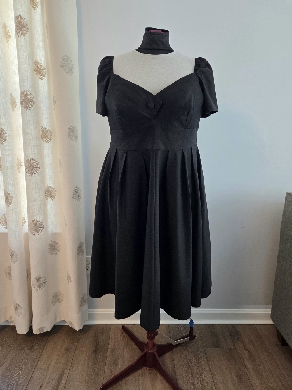 Unique Vintage Plus Size Black Sweetheart Midge Swing Dress 3x